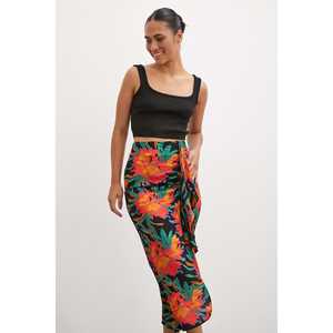 Jupe midi à imprimé floral pour femme, viscose, polyester, mousseline, taille normale, impression numérique douce - Product Image 3