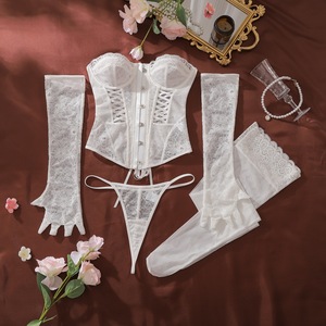 Ensemble de lingerie sexy pour femmes, en dentelle blanche, sculptant la taille, amincissant et remodelant le corps, avec ajustement sexy - Product Image 4
