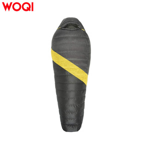Saco de Dormir Woqi Tipo Momia, Longitud Estándar, Nailon, Resistente al Viento, para Clima Frío, Adulto, Exterior, Negro y Amarillo - Product Image 1