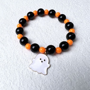 Bracelets faits à la main Halloween perlé citrouille château fantôme série orange pour hommes et femmes divers styles en plastique - Product Image 6