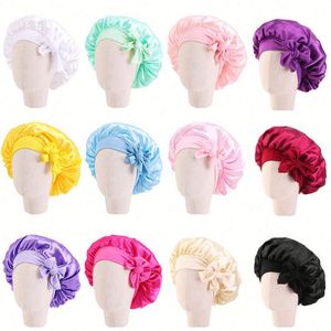 Bonnet de nuit en satin uni pour tout-petits, à couche unique, avec sangles élastiques ajustables, pour bébés - Vente en gros - Product Image 2