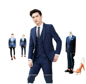 S6380F 2023 Drop Shipping Set di tre pezzi personalizzati di alta qualità per uomini d'affari professionali Set di abiti da sposa da uomo - Product Image 1