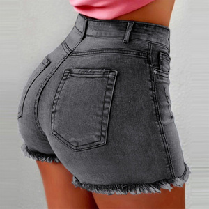 Shorts de Mezclilla para Mujer, con Borlas, Ajustados, de Cintura Alta - Product Image 3
