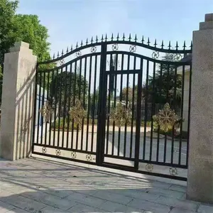 XIYATECH gerbang taman utama terbaru desain pintu ganda mewah modern gerbang jalan masuk besi tempa untuk rumah