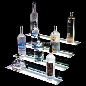 Großhandel display für hause-Am häufigsten verwendet 4 Schritte abgestuftes LED-Acryl flaschen regal 16 "20" 24 "30" Display für gewerbliche Hausbar Restaurants Nachtclubs