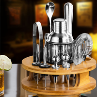 Ensemble de shaker à cocktails avec support, ensemble de shaker à cocktails avec plateau, kit de préparation de cocktails, outils professionnels pour barman