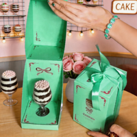 Boîte à gâteau pliable en papier pour mariage, anniversaire, Saint-Valentin, emballage de cupcakes en verre avec design personnalisé