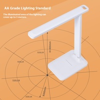 Lampe de lecture LED pliable à commande tactile, forme carrée, protection oculaire, pour chambre d'étudiant/dormitoire, vente en gros