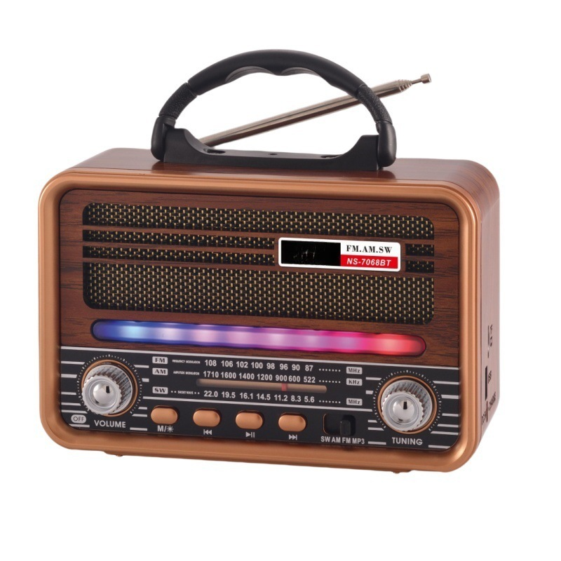 NS-7068BT Mini Oldschool Boombox - Wireless Solar Powered