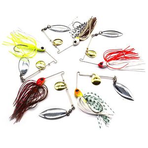 Señuelo profesional de pesca de lubina, spinnerbait de hierro artificial duro con doble aspa de aluminio, falda de silicona y cabeza de jig para lucio y trucha - Product Image 5