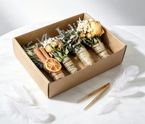 Kit de Purificación y Meditación Artesanal de Alta Calidad con Aroma a Rosa, Canela, Naranja Dulce, Salvia Blanca, Sándalo Peruano y Lavanda - Product Image 3