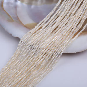 Perlas Sueltas de Agua Dulce Naturales, Blancas, Casi Redondas, de 40 mm, 2-2,2 mm, para Bisutería DIY al por Mayor - Product Image 1