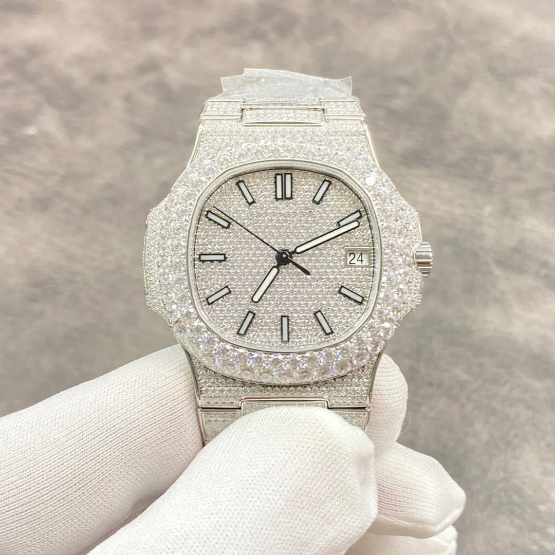 Chinese Jewelry Manufacturer Luxury Custom Full Pave VVS Moissanite Diamond Mechanical Automatic Watch For Men Women