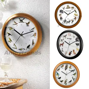 Amoytrendstime-Reloj de pared personalizado, de marca, 10, 12 pulgadas, para cantar pájaros, fauna salvaje, animales de granja, sonido