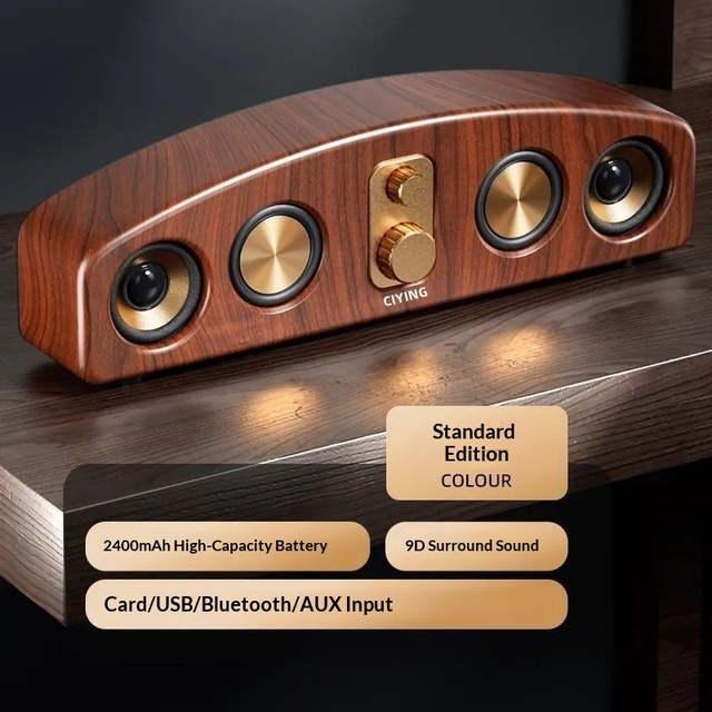 Q-E3403 Bluetooth Speaker Retro Portable Audio with FM Radio Wireless Soundbar for Home, Computer Desktop and Bass Subwoofer