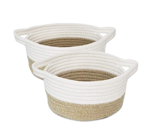 Cesta tejida de algodón con asas, almacenamiento de ropa sucia - Product Image 1