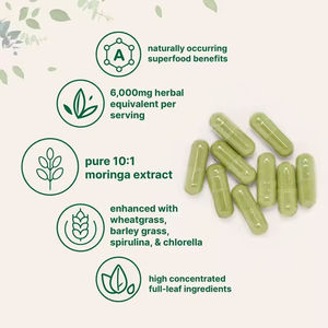 Vente flash PULIANDA Complément alimentaire à base de plantes pour adultes Graines de Moringa 6000 mg équivalent 60 capsules Super algues vertes Énergie et soutien immunitaire - Product Image 3