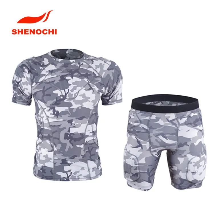 Маленький минимальный заказ, камуфляжный защитный костюм для всего тела, компрессионные рубашки с подкладкой для хоккейного футбола