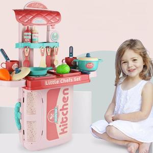 Set de cuisine 3 en 1 pour enfants, valise de voyage, jouets pour faire semblant, accessoires de cuisine réalistes, 49 pièces - Product Image 2