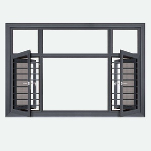 Fenêtre à battant en aluminium thermolaqué avec grille de sécurité, taille personnalisée, pour projets au Golfe et en Afrique – Approvisionnement direct usine - Product Image 1