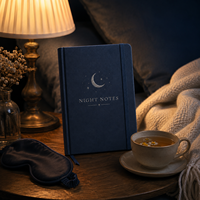 Carnet de notes personnalisé LABON pour la réflexion nocturne, journal guidé, suivi de la qualité du sommeil, couverture rigide en lin, motif lune argentée