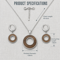 Parure de bijoux en bois argenté pour femme, collier et boucles d'oreilles cercle ouvert en acier inoxydable 316L, plusieurs options de bois, cadeau pour elle, OEM