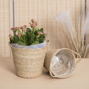 Nordic Seaweed Rope Woven Flower <b>Pot</b> Eco-Friendly Desktop Planter For Flower Green Plant Manual Weaving XH24-015 - Product Image 3