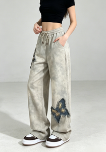 <span class=keywords><strong>Pantalon</strong></span> de survêtement décontracté d'été <span class=keywords><strong>ample</strong></span> pour femme, taille haute, avec cordon élastique effiloché - Product Image 5