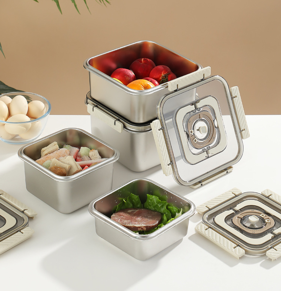 Stainless Steel Square Fresh-Keeping Boxes Sealed Refrigerated Lunch ...