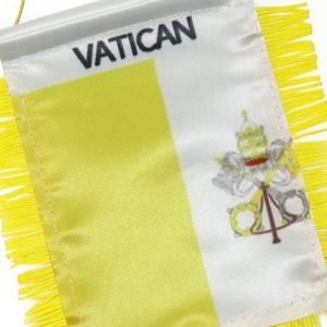 Custom VATICAN Satin Pennant Flag Car Mini Flag <b>Banner</b> with Yellow Tassels - Product Image 4