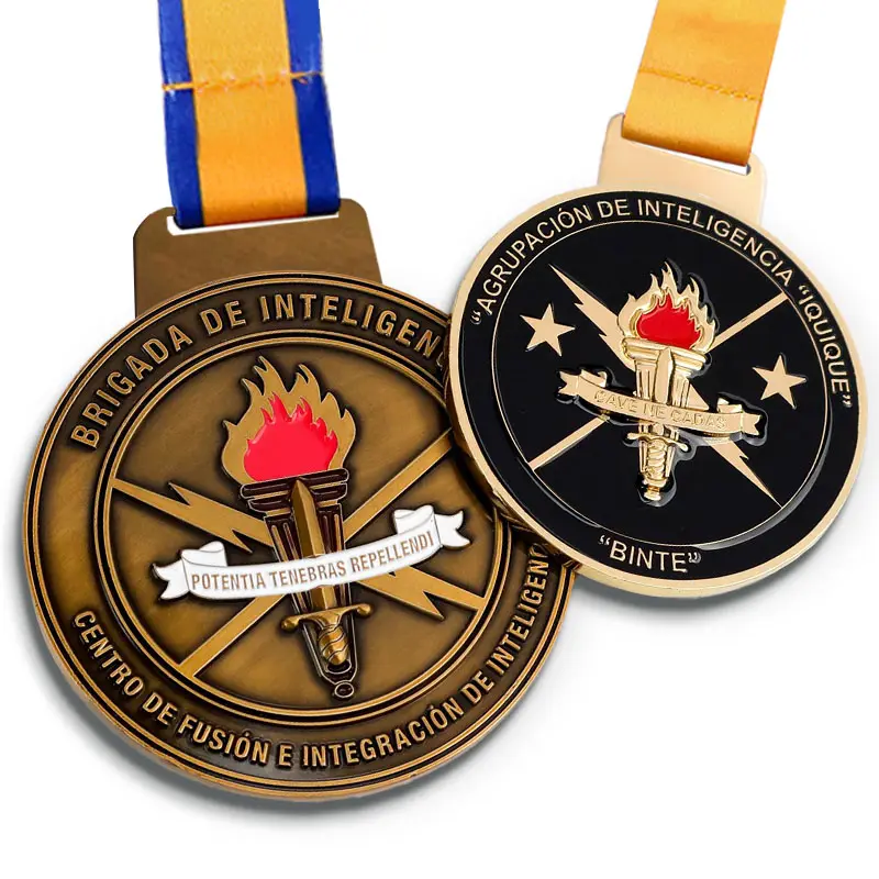 ファクトリーカスタマイズロゴアワードゴールド2D3D卒業消防士メダル