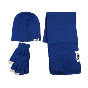 winter custom knit thermal warm acrylic beanie gloves scarf set