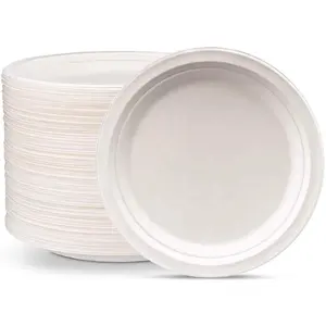 100% Compostable Paper Plates 150 Disposable sugarcane Plates Eco and Heat Resistant Alternative to Plastic Food Package