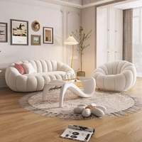 Ensemble de canapé Chesterfield de luxe nordique tissu de citrouille légère pour Villa magasin de vêtements pour femmes réception Salon de beauté boutique de mariage