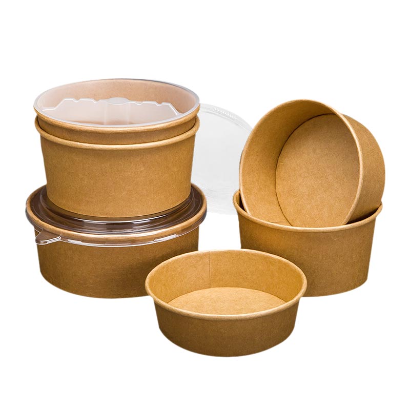 Eco-friendly Kraft Paper Box Packaging Food Bowl Round Paper Bowl Lunch Paper Plates Bowls