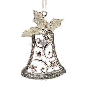 Holly yaprak ve Berry dekoratif noel süs ile çinko alaşım yenilik gümüş Metal Bell Bell - Product Image 1