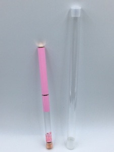Pinceau à ongles en poils de Kolinsky véritable avec logo personnalisé, manche rose pailleté pour l'extension d'ongles en acrylique - Product Image 6