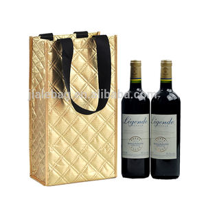 Personalizado metálico laminado no tejido 2 botellas tomado bolsa de vino - Product Image 3