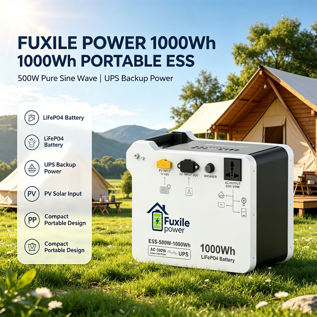 1000Wh 500W peak 1000W Portable LiFePO4 Power Station Pure Sine Wave Multi Output Ports 6000 Cycles Max 500W Pv Input Wireless