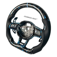 Hellblaues Geschmiedetes Carbon-Faser-Wildleder LED Angepasstes Sport-Lenkrad Geeignet für Perforierten MK6 GOLF JETTA