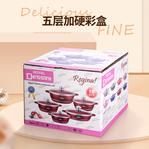 Custom Die Cast 10 Piece Kitchen Cookware Set Non Stick <b>Soup</b> <b>Pot</b> Household Pan Set Wholesale <b>Pots</b> - Product Image 2