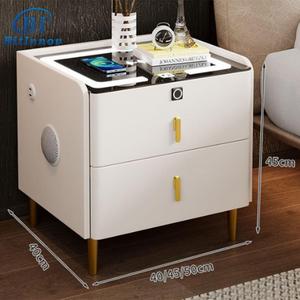 <span class=keywords><strong>Table</strong></span> de chevet étroite et élégante avec chargeur sans fil, lumière LED à induction, petit tiroir, gain de place, <span class=keywords><strong>table</strong></span> de chevet d'angle pour chambre à coucher - Product Image 4
