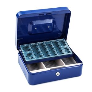 Cassetta Portavalori in Metallo con Vassoio Portamonete e Scomparti per Monete, Cassetta di Sicurezza Portatile in Acciaio per Ufficio e Negozio (Euro) - Product Image 2