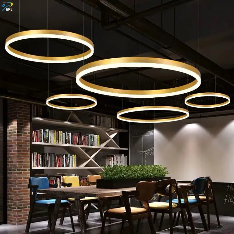 Lampes suspendues rondes au plafond décoratif suspendu en forme de cercle minimaliste contemporain chandeliers à anneaux à led design moderne nordique