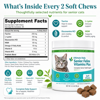 Vitamines pour chats seniors, formule avancée avec Lysine et Taurine pour soutenir la vision et la santé cardiaque, marque privée