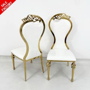 Silla moderna de lujo de acero inoxidable para bodas y eventos, silla con patas de acero inoxidable y cojín de cuero blanco - Product Image 6