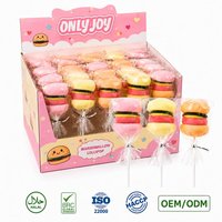 Caramelos de malvavisco al por mayor, novedosos, personalizados, con forma de hamburguesa y patatas fritas, halal, dulces, frutales, para fiestas, de fábrica.