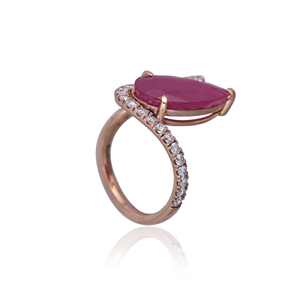 Custom Vintage Ruby 925 Sterling <b>Silver</b> <b>Ring</b> Natural Stone <b>Adjustable</b> with Rose Gold Plating Luxury Wedding Party Classic Style - Product Image 2