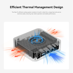 N100ชิปเซ็ตกลับมาเป็น outmax N100 quad-core 4K Triple-Display คอมพิวเตอร์โฮสต์ขนาดเล็กที่เงียบเป็นพิเศษ - Product Image 6