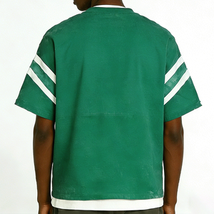 T-shirt da uomo <span class=keywords><strong>nera</strong></span> con design personalizzato, lavaggio effetto sporco, streetwear, girocollo a costine, vestibilità oversize e squadrata, in tessuto pesante - Product Image 6